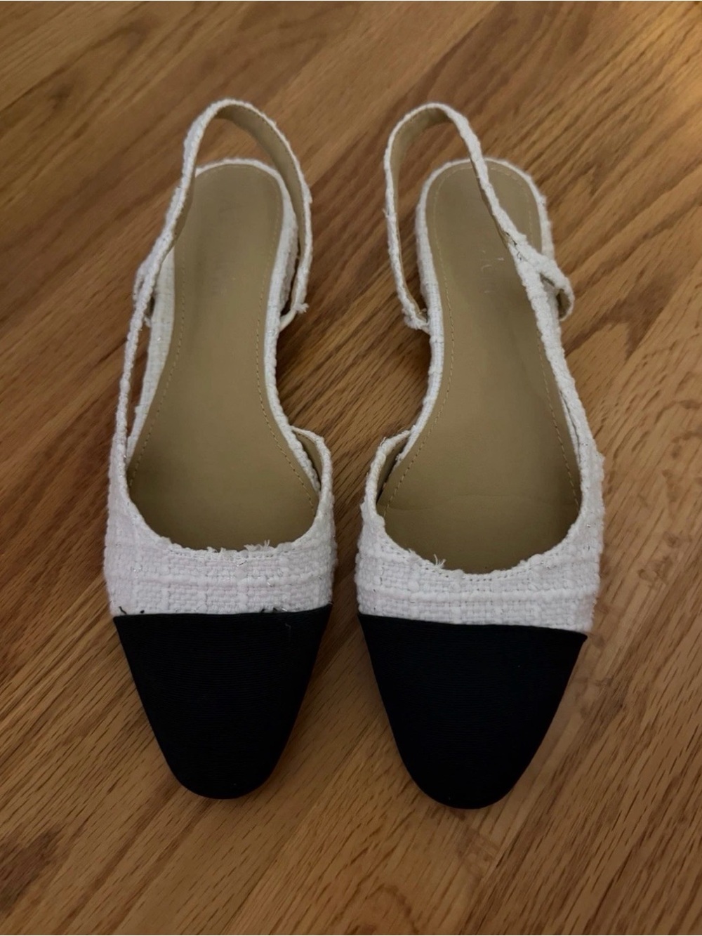 Adrizzlein Womens Ballet Flat Slingback Tweed Two Toned Closed Toe Shoe Size 7.5